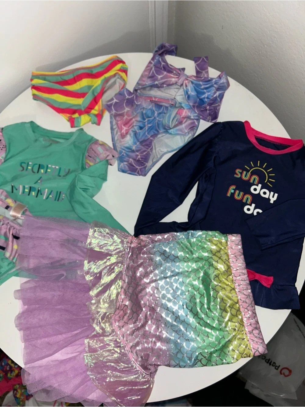 Cat & Jack Girls Mermaid Swim Set with Rainbow and Purple Accents